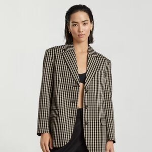 Everlane Black and Tan Checkered Blazer
